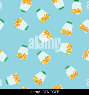 pattern gold coin jar cartoon. financial growth, deposit finance, tip economy gold coin jar sign. seamless vector illustration Stock Vector