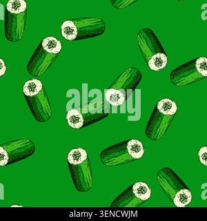 pattern cucumber cut hand drawn vector. green slice, vegetable food, ingredient salad, organic, healthy fresh, raw plant, diet cucumber cut sketch. is Stock Vector