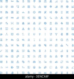Large collection with various hand drawn blue line art doodles representing technology, communication, business, shopping, travel, and different every Stock Vector