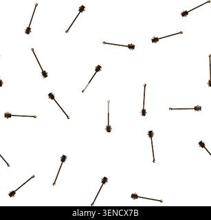 pattern apiary honey dipper stick cartoon. hive beeswax, nectar pollen, propolis queen apiary honey dipper stick sign vector Stock Vector
