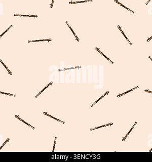 seamless pattern melody flute cartoon. harmony tone, breath keys, holes embouchure melody flute sign vector Stock Vector