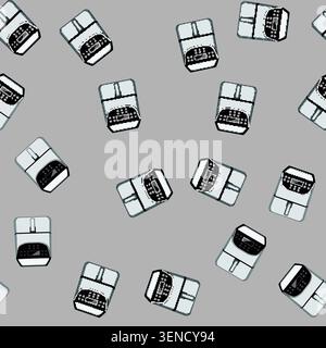 seamless pattern electric aerogrill cooking cartoon. equipment dinner, appliance hot electric aerogrill cooking sign vector Stock Vector