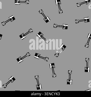 seamless pattern Engine piston and connecting rod assembly on white background, symbolizing mechanical engineering, automotive repair, internal combus Stock Vector