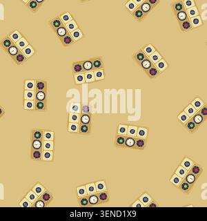pattern buttons retro control panel cartoon. lights indicators, toggles sliders, rotary tactile buttons retro control panel sign. seamless vector illu Stock Vector