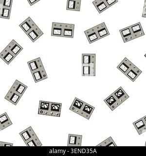pattern porcelain retro control panel cartoon. glass steel, plastic bamboo, small mini porcelain retro control panel sign vector Stock Vector