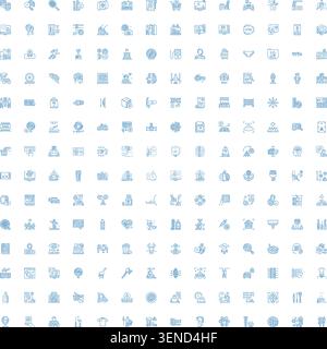 Comprehensive collection of diverse blue linear icons representing various concepts across business, technology, medical, education, and finance, idea Stock Vector