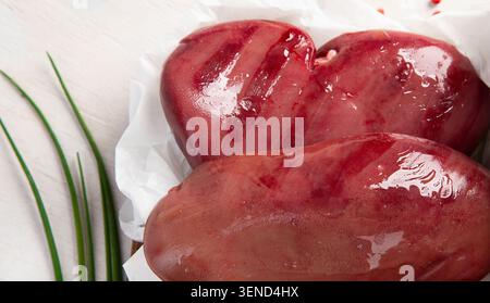 kidneys  on a light background. Top view. Stock Photo