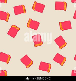 pattern format sd card cartoon. device camera, smartphone tablet, laptop computer format sd card sign. seamless vector illustration Stock Vector