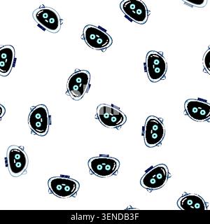 pattern Digital illustration showing a cute robot character head displaying friendly emotions, representing artificial intelligence, technology, conne Stock Vector