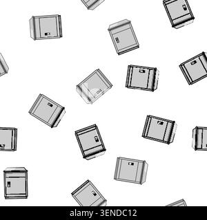 pattern Modern package delivery locker offering secure and convenient outdoor storage for parcels, featuring a keyless entry keypad for automated mail Stock Vector