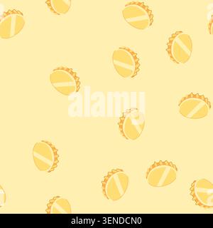 pattern yellow beer bottle cap with corrugated edge in a flat, minimalist illustration style on white background, ideal for packaging, beverage design Stock Vector