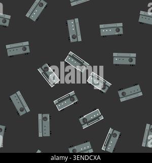 seamless pattern equipment blu ray player cartoon. cd disk, disc audio equipment blu ray player sign vector Stock Vector