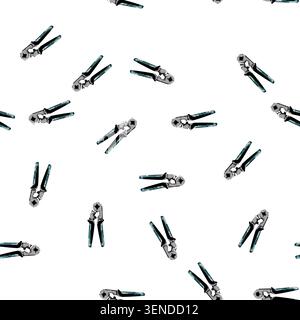 pattern industry crimper tool cartoon. wire pliers, computer equipment industry crimper tool sign vector Stock Vector