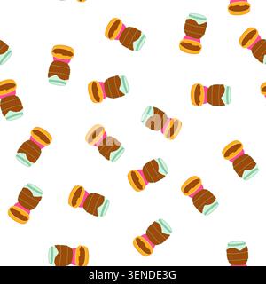 pattern dispenser automatic pet feeder cartoon. food control, digital cat, dog wifi dispenser automatic pet feeder sign. seamless symbol vector illust Stock Vector