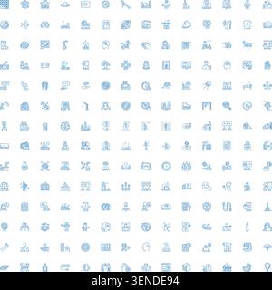 Large collection of diverse linear icons covering various concepts from business, finance, technology, health, and daily life on a clean white backgro Stock Vector