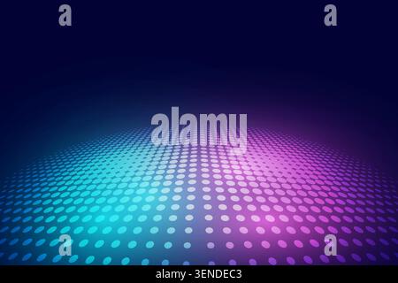 Abstract digital illustration with glowing circular dots, smooth perspective depth, and colorful neon lighting effects. Perfect for technology concept Stock Vector