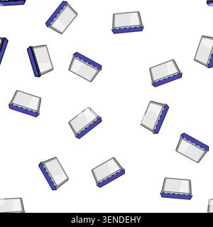 pattern Rectangular storage container featuring a contrasting blue lid with a detailed striped pattern, providing a clean and organized solution for v Stock Vector