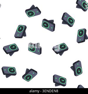 pattern capacity power bank wireless cartoon. fast slim, sleek durable, efficient compact capacity power bank wireless sign. seamless symbol vector il Stock Vector