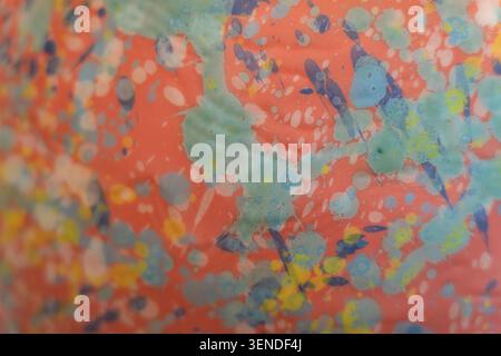 Bright multicolored paint splash texture, abstract artistic background with ink stains and watercolor effects Stock Photo