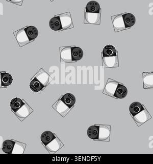 seamless pattern control ip camera cartoon. guard protection, security surveillance control ip camera sign vector Stock Vector