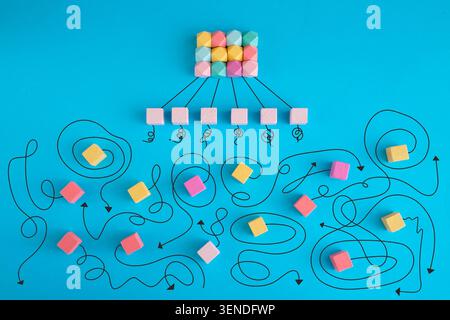complex messy management, complex messy management, communication breakdown,bureaucracy,red tape,organization and missing innovation,business disrupti Stock Photo
