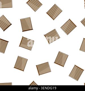 pattern Roller blind providing adjustable light control and privacy, featuring horizontal stripes of alternating brown and beige fabric, useful for wi Stock Vector