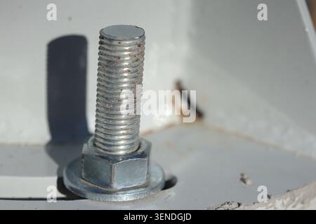 close up of bolt and nut Stock Photo