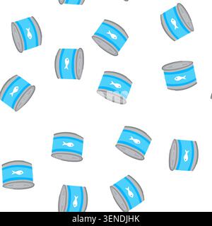 pattern pantry tin can cartoon. aluminum packaging, ning tuna, vegetables soup pantry tin can sign. seamless symbol vector illustration Stock Vector