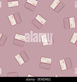 pattern wallet checkbook cartoon. paycheck bank, line payment, fake cash wallet checkbook sign. seamless vector illustration Stock Vector