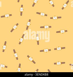 pattern analog watch wrist cartoon. digital automatic, luxury fashion, classic waterproof analog watch wrist sign. seamless vector illustration Stock Vector