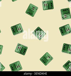 seamless pattern transistor circuit board cartoon. trace layout, etching fabrication, multilayer substrate transistor circuit board sign vector Stock Vector