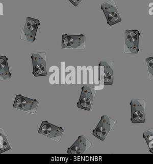 seamless pattern musical headphone amp cartoon. musical headphone amp sign vector Stock Vector