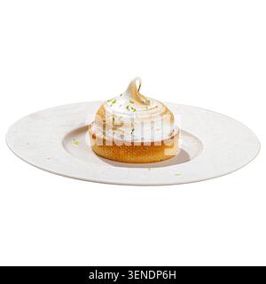Lemon meringue tart isolated on white Stock Photo
