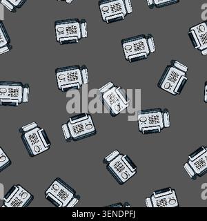 seamless pattern symbol fax machine cartoon. print web, document paper, telephone business symbol fax machine sign vector Stock Vector