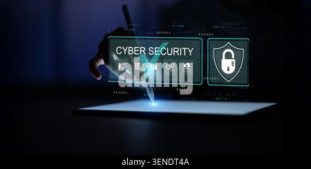 Cybersecurity risk management system for enterprise data protection and network security solutions Stock Photo