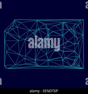 Sim card low poly triangulation triangulated polygonal electric cyan blue vibrant aqua neon color vector illustration image outline contour line style Stock Vector