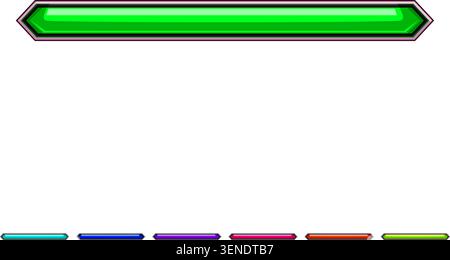 Green glossy progress bar representing ongoing processes, reaching goals, and visualizing growth, ideal for gaming interfaces, status updates, or inte Stock Vector