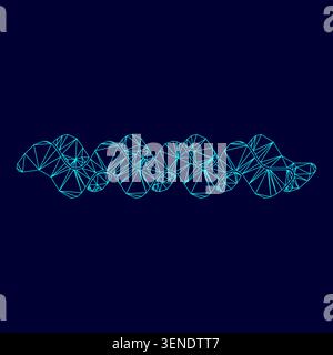 Wave low poly triangulation triangulated polygonal electric cyan blue vibrant aqua neon color vector illustration image outline contour line style Stock Vector