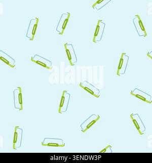 pattern safe glass food storage container cartoon. leakproof stylish, bpa free, reusable transparent safe glass food storage container sign. seamless Stock Vector