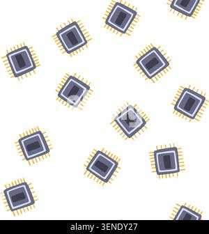 pattern nanotechnology microchip cartoon. electronics innovation, digital power, microprocessor nanochip nanotechnology microchip sign. seamless symbo Stock Vector