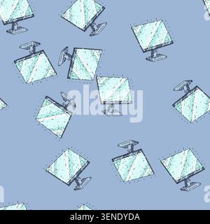 pattern screen monitor hand drawn vector. desctop pc blank, digital display, modern device screen monitor sketch illustration Stock Vector