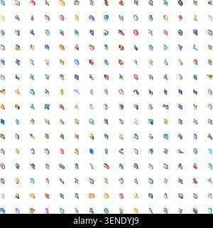 Isometric icon set featuring colorful symbols and objects for technology, business, communication and web designmodern uiux elements for apps, cloud, Stock Vector