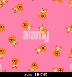 pattern zoom camera toy cartoon. focus shutter, film action, selfie vintage zoom camera toy sign. seamless vector illustration Stock Vector