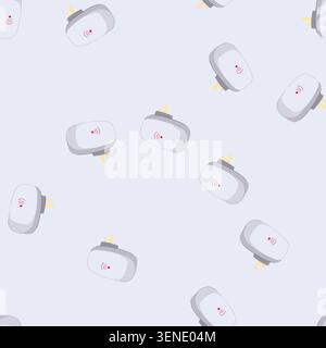 pattern automation smart home hub cartoon. voice control, device technology, internet assistant automation smart home hub sign. seamless vector illust Stock Vector