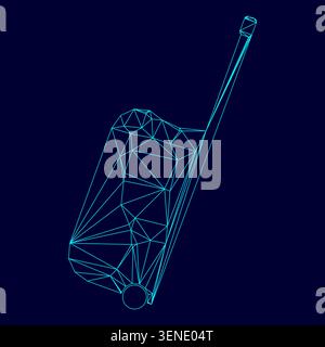 Suitcase for travel low poly triangulation triangulated polygonal electric cyan blue vibrant aqua neon color vector illustration image outline Stock Vector