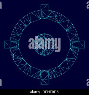 Gps outline low poly triangulation triangulated polygonal electric cyan blue vibrant aqua neon color vector illustration image outline contour line Stock Vector