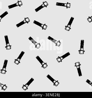 seamless pattern Industrial hex head bolt with an integrated flange providing secure mechanical fastening for various assembly, repair, and constructi Stock Vector