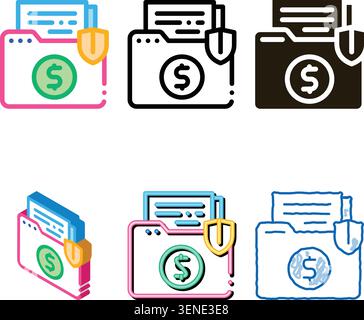 styles insurance agreement folder icon vector. insurance agreement folder sign. color symbol Stock Vector