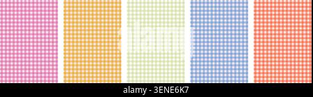Gingham check seamless patterns and colorful plaid tablecloth backgrounds. A vibrant collection of checkered picnic textures for celebrations, picnic Stock Vector