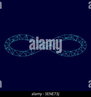 Infinity symbol low poly triangulation triangulated polygonal electric cyan blue vibrant aqua neon color vector illustration image outline contour Stock Vector